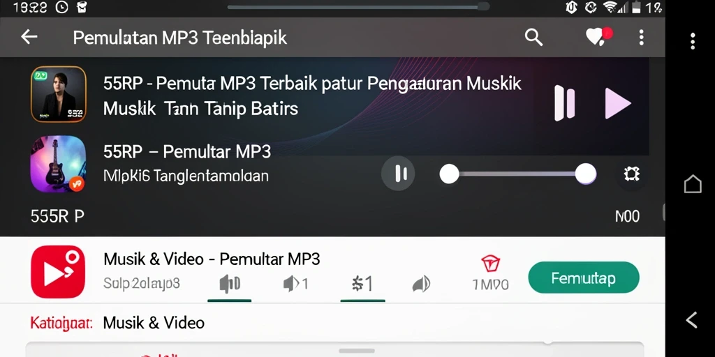 Tampilan antarmuka 55RP yang menarik dan fungsional untuk Pemutar MP3.