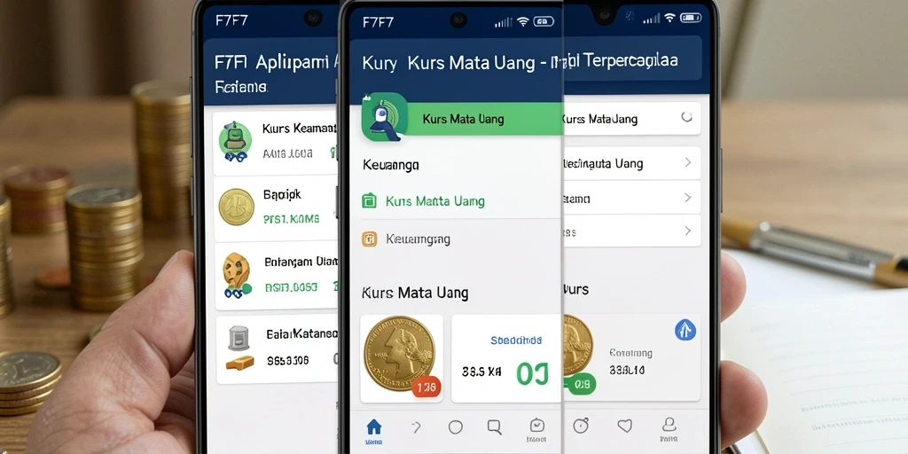 Tampilan antarmuka aplikasi F7F7 untuk kurs mata uang yang informatif.