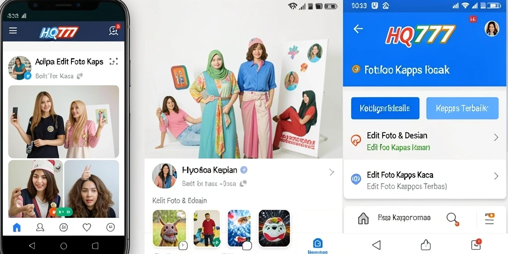 Antarmuka aplikasi HQ777 dengan fitur Edit Foto Kertas Kaca.