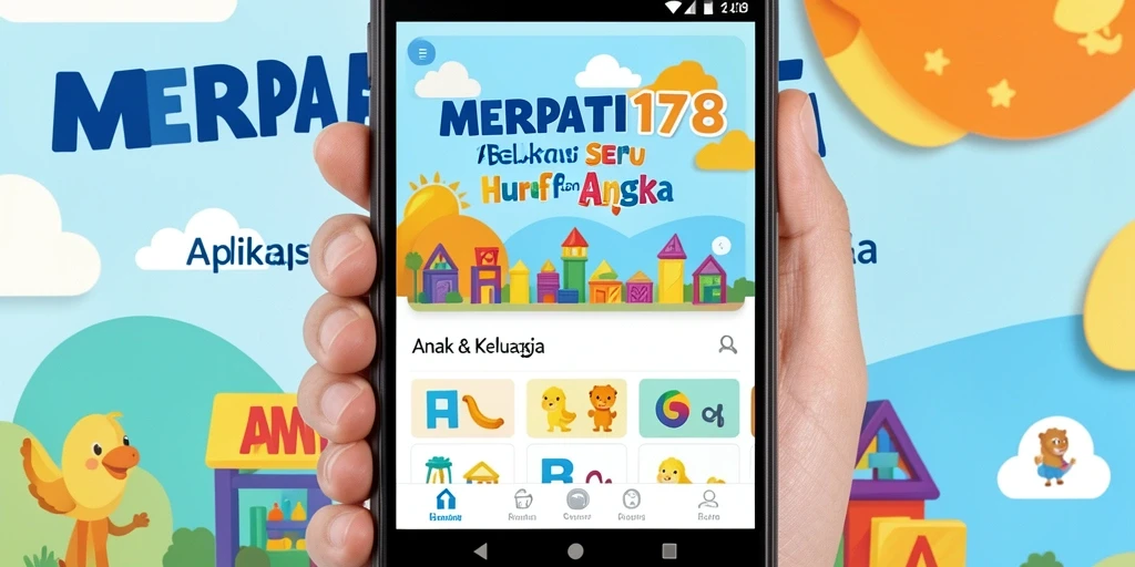 Antarmuka menarik dari aplikasi Belajar Huruf Angka, sangat ramah anak.