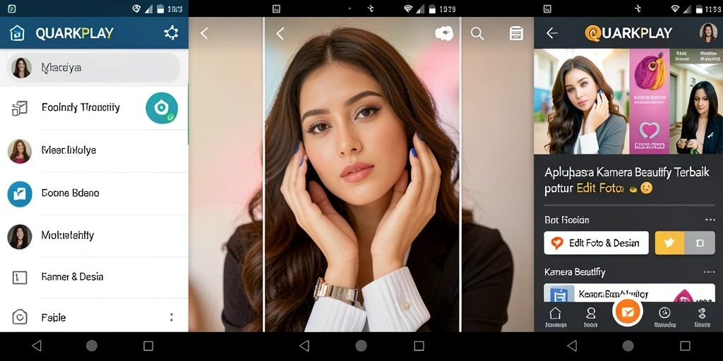 Antarmuka aplikasi QUARKPLAY yang sederhana dan menarik untuk editing foto.