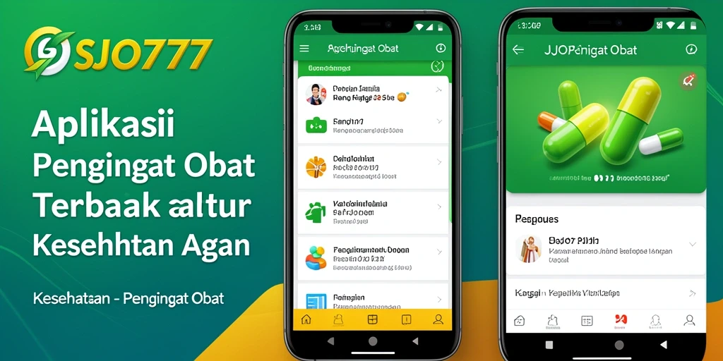 Antarmuka aplikasi SJO777 untuk pengingat obat yang mudah digunakan.